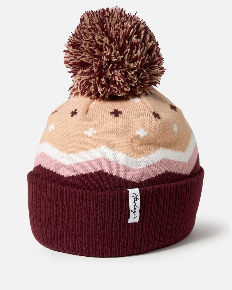 aurora pom pom beanie hat