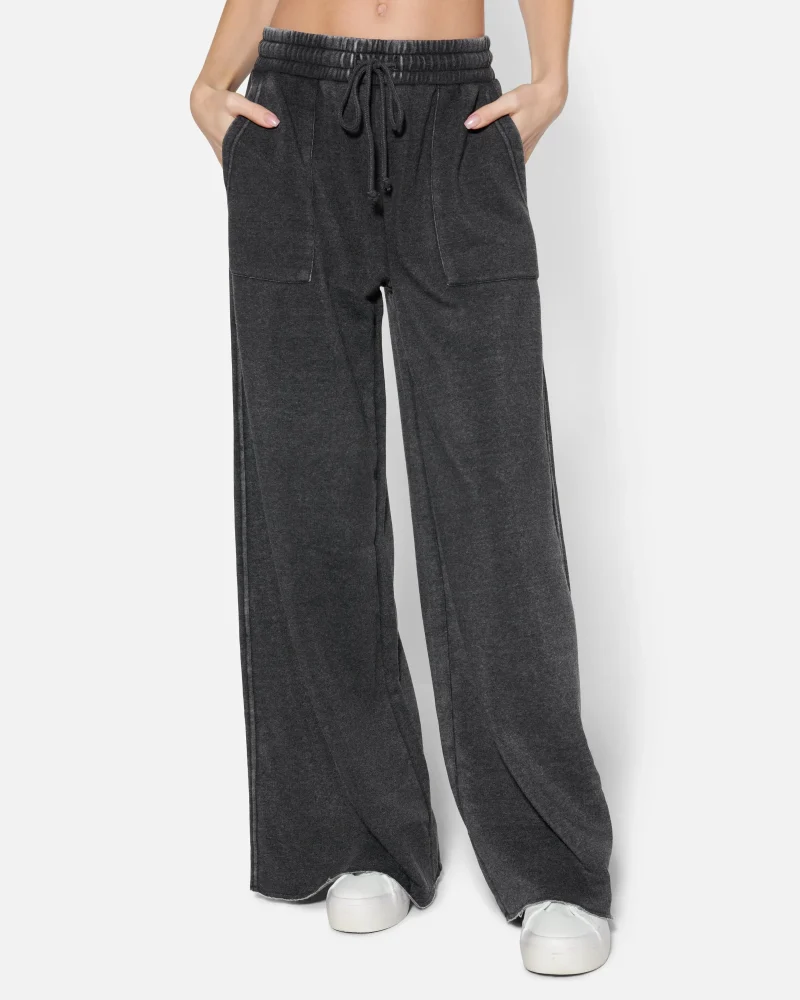 burnout fleece wide leg pants with pocket scaled