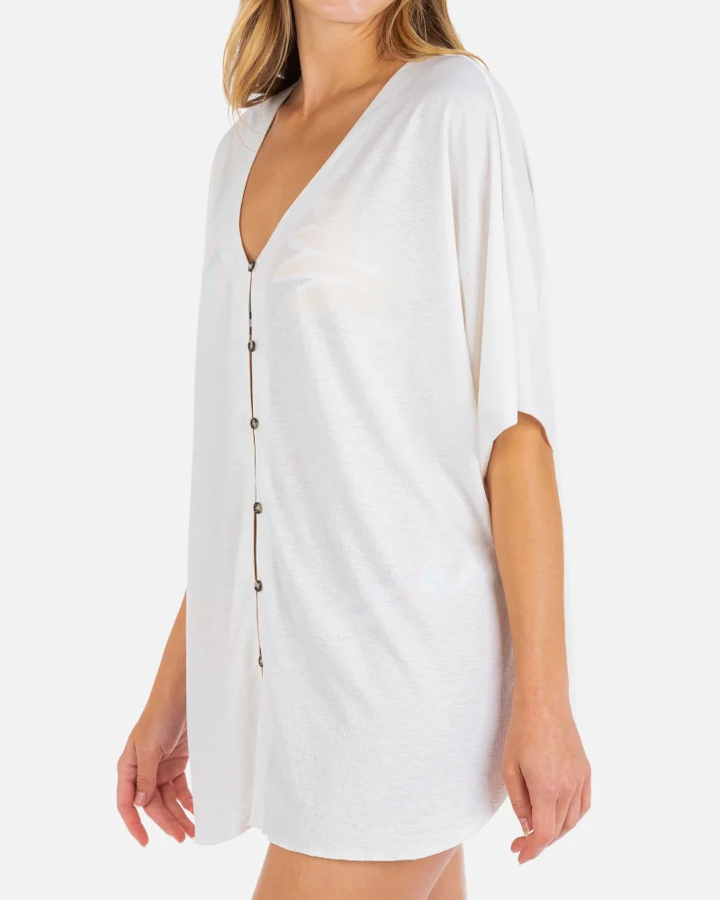 button front solid tunic top scaled