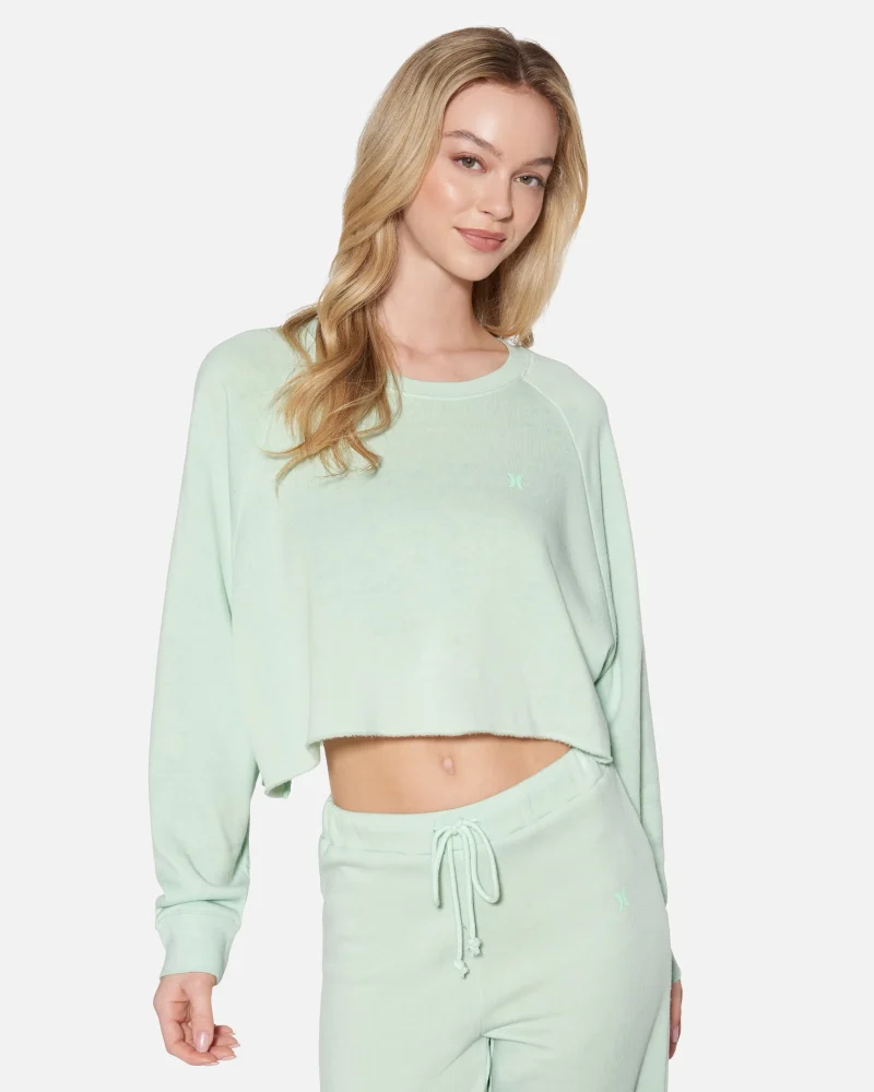 cozy burnout fleece crop top crewneck scaled