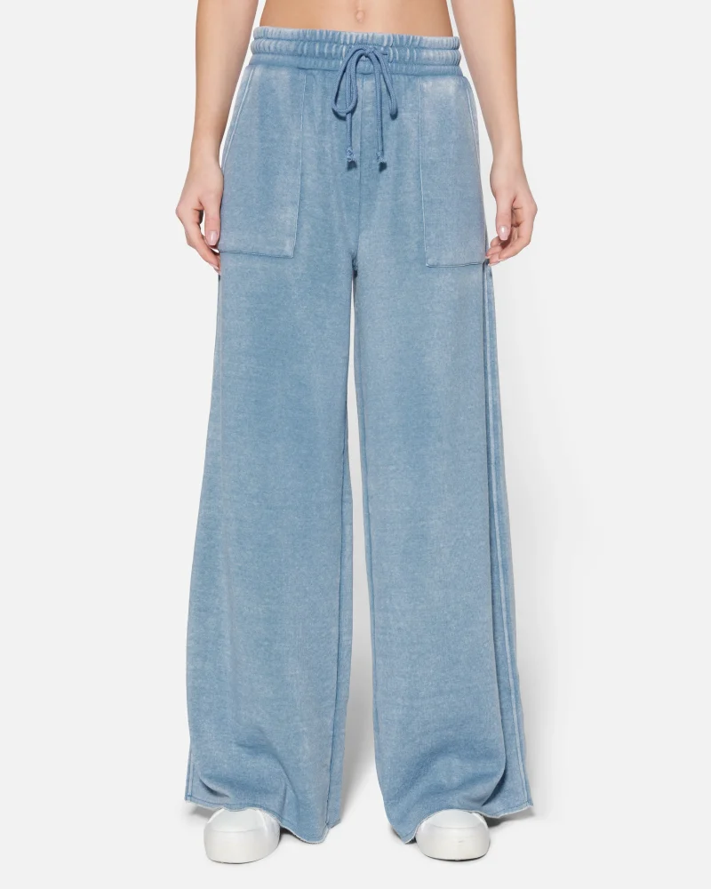 cozy burnout fleece wide leg pants with pockets scaled