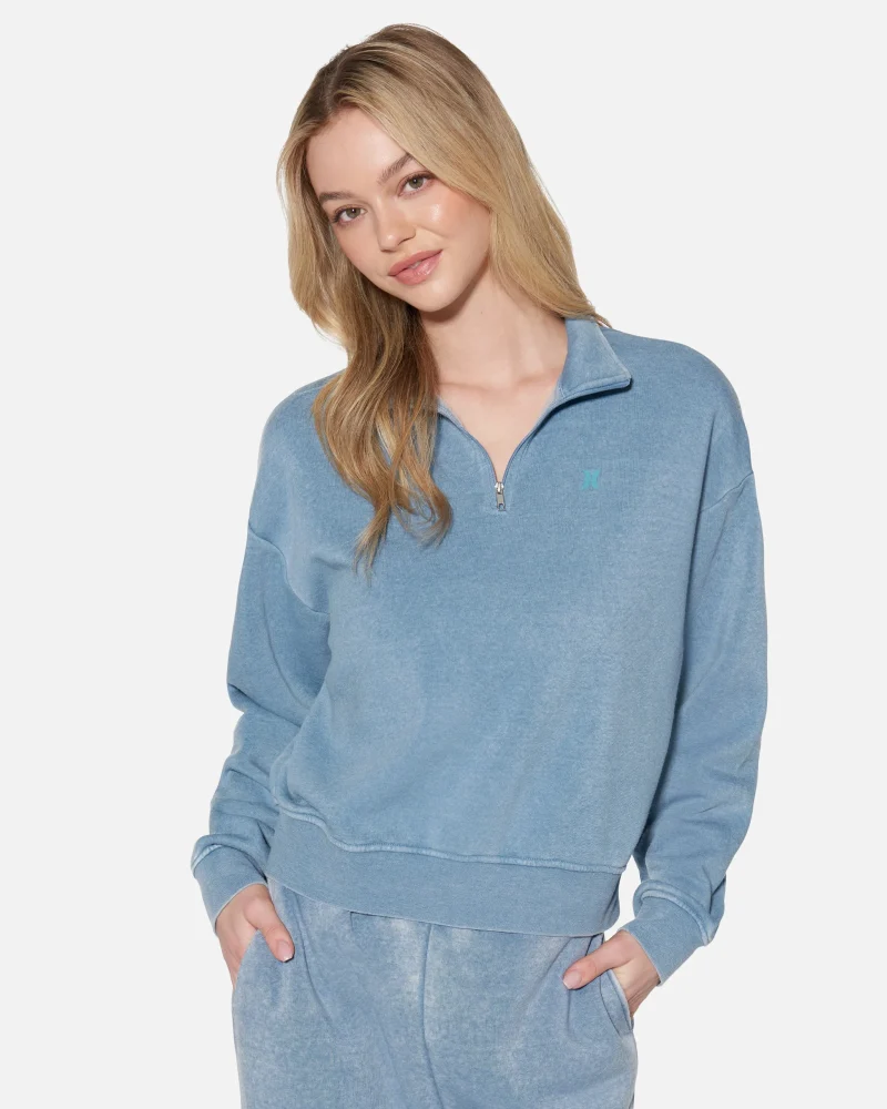 cozy burnout half zip fleece sweatshirt scaled