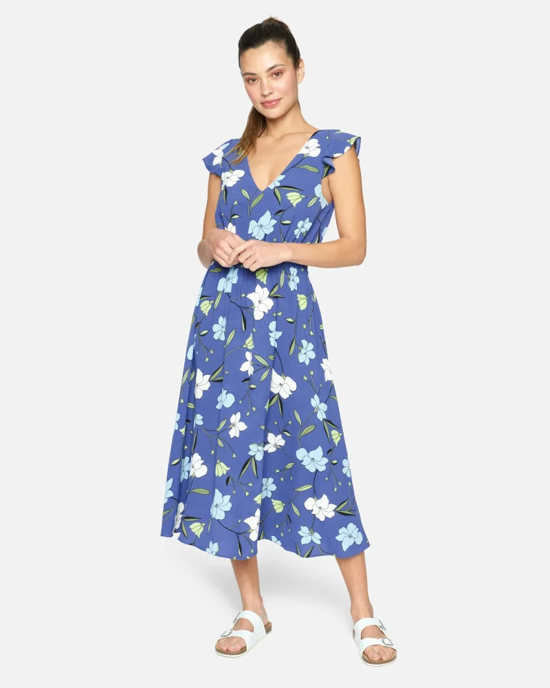 elegant poppy print midi dress scaled