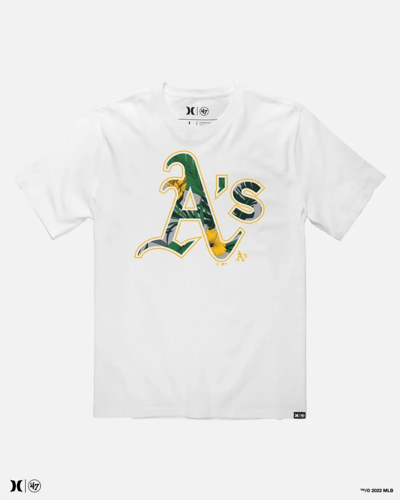 hurley 47 oakland athletics short sleeve tee