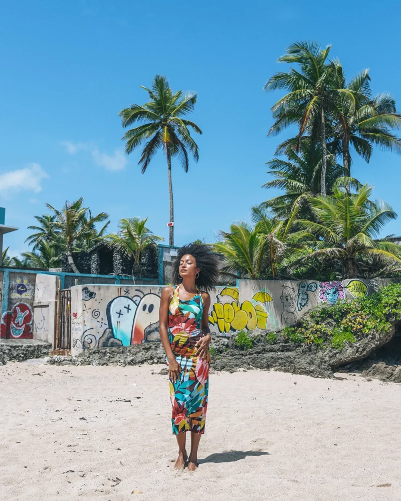 jungle print beach midi dress