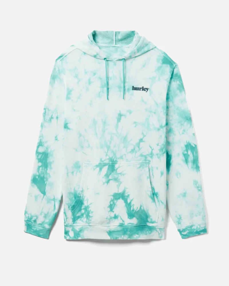 lightning tie dye fleece pullover hoodie