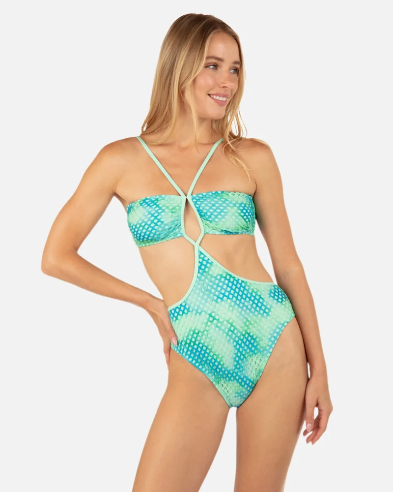 mesh color wash moderate one piece swimsuit scaled