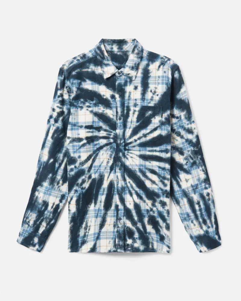 portland tie dye long sleeve flannel shirt