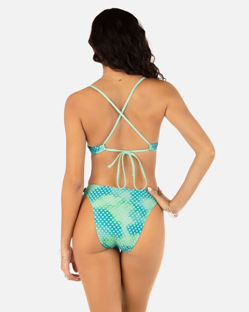 scoop bottom cheeky mesh swimwear scaled