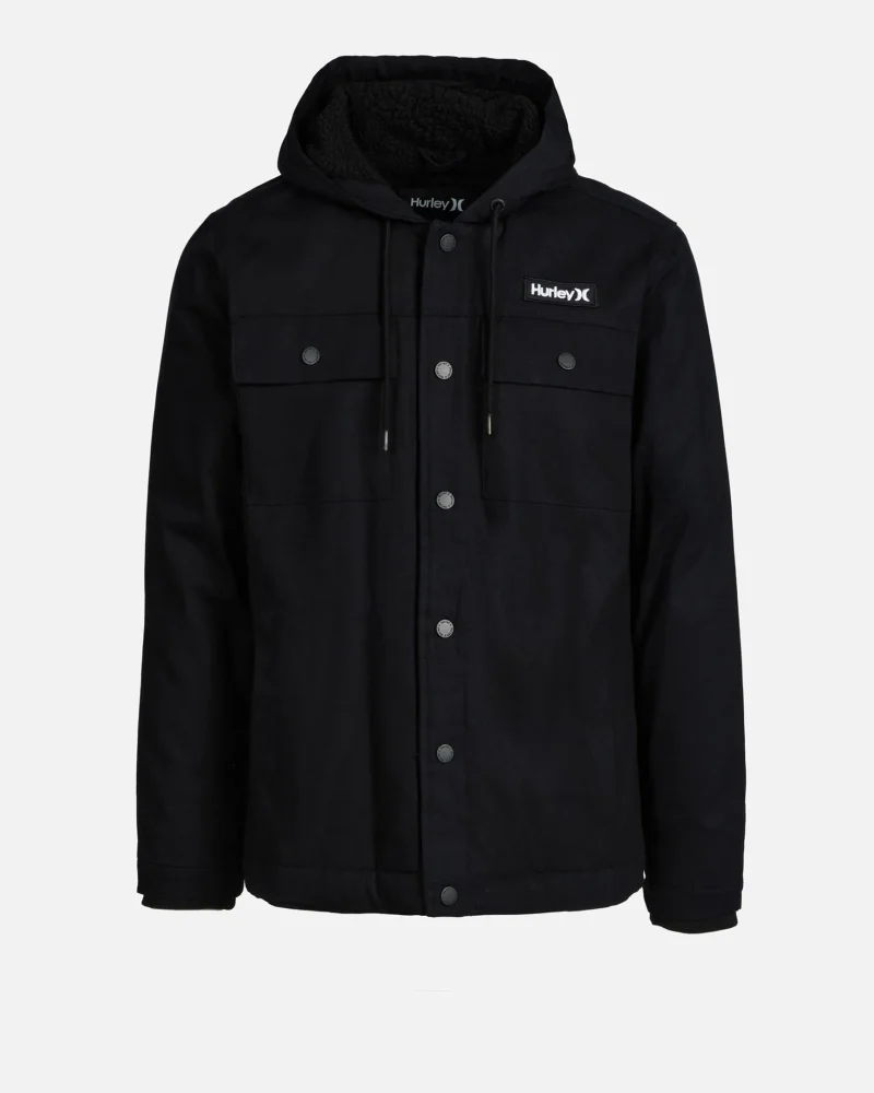 sherpa lined hooded jacket with charger logo