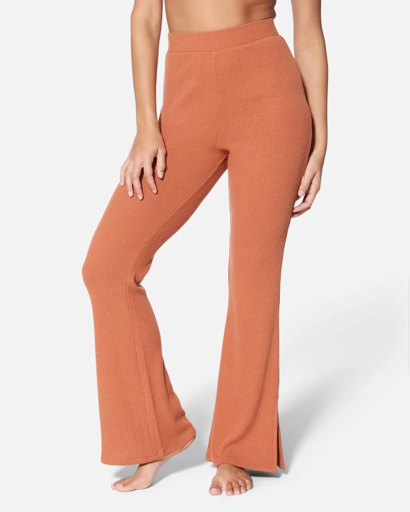 soft fleece high waist flare pants scaled