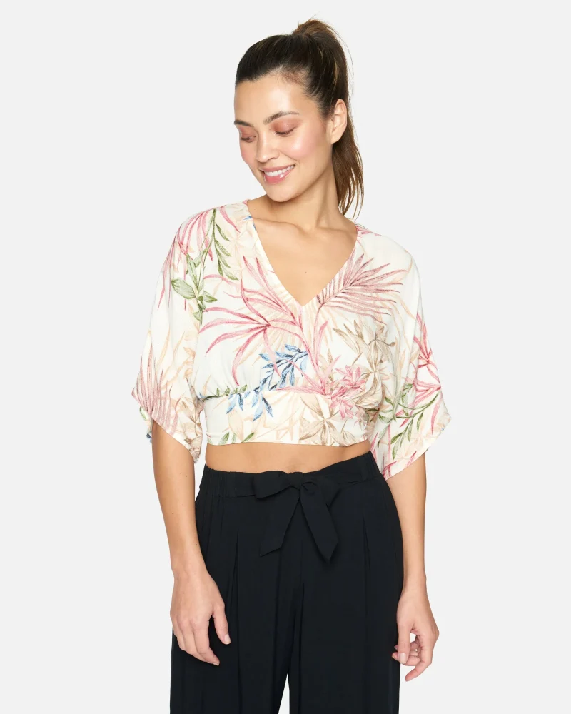 summer flounce palm print top scaled