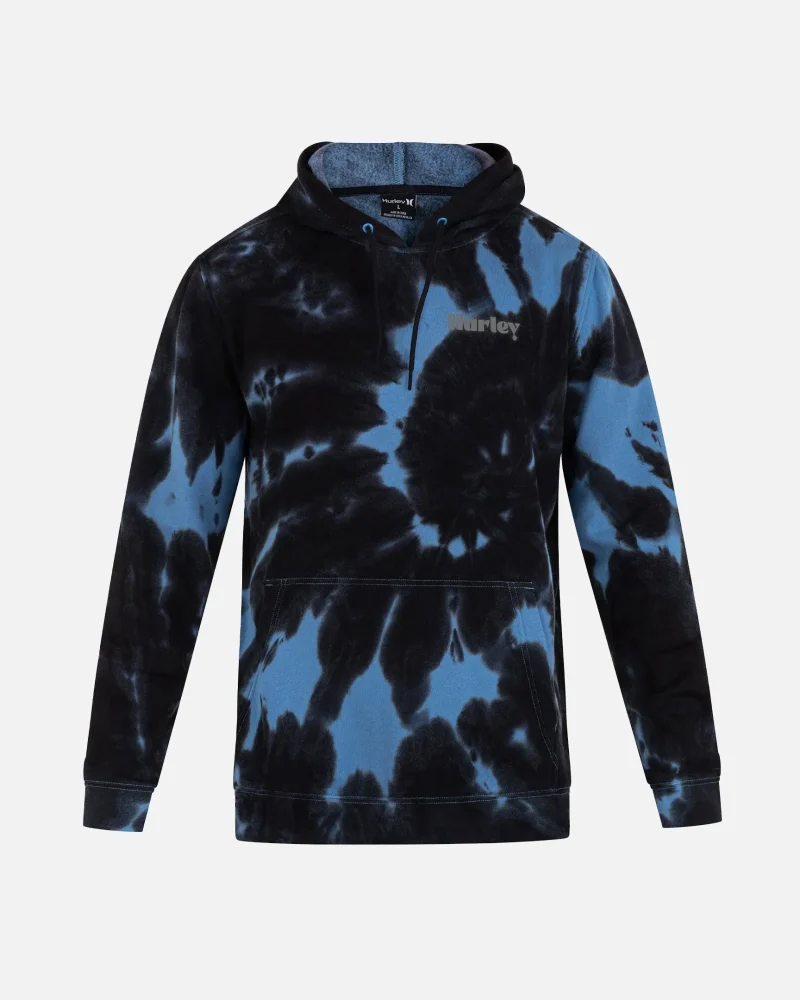 tidal wave tie dye fleece pullover hoodie