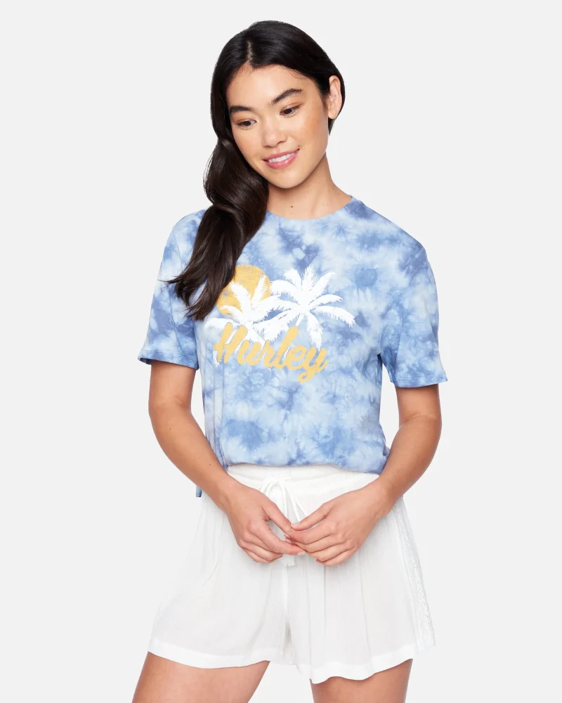 tie dye cropped t shirt short sleeve crew neck scaled